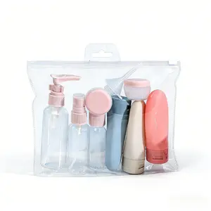 Travel Bottles Set, 11Pcs Leakproof Refillable Squeeze Bottles with Clear TSA Approved Toiletry Bag, Portable Cosmetic Containers for Shampoo Lotion Conditioner, Travel Essentials for Airplane Trip Camping, Makeup Bag