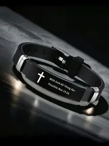 Bible Faith Bracelet, Fashionable Cross Charm Decor Bracelet for Men & Women, Trendy All-match & Exquisite Jewelry for Birthday Gift