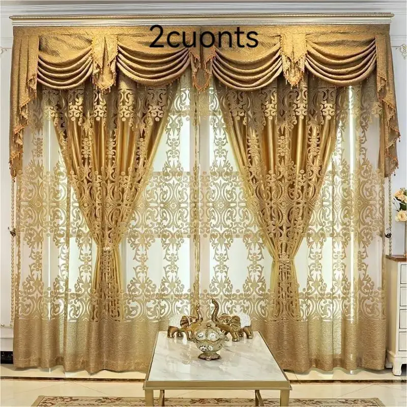 Luxury European Style Drapes, Home Decoration Curtain, Semi-Sheer Mediterranean Curtains for Living Room & Bedroom, Custom Fit Window Treatments (no Curtain Rod), Home Decorative Curtain