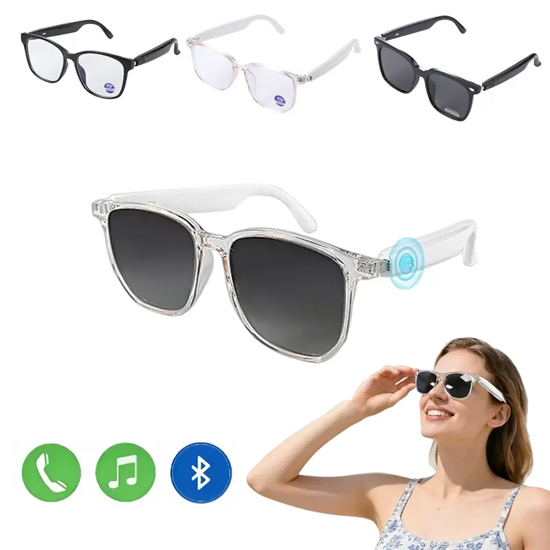 Unisex Adult Multifunctional Waterproof Smart Glasses - Bluetooth, Open-Ear Speakers, Mic, Music Playback for Motorcycle, Outdoor Adventures, Water Proof