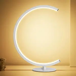 LED Table Lamp, C-Shaped Modern Lamps for Nightstand, Upgraded Switch,  Bedside Lamp for Living Room, Bedroom