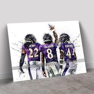Lamar Jackson Poster, Derrick Henry, Marlon Humphrey, Baltimore Ravens Big Three, Poster Print NOT Canvas Unframe, Wall Art Print, Kids Decor, Man Cave Gift