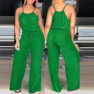 ChicMe Women's Spaghetti Strap Drawstring Casual Jumpsuit