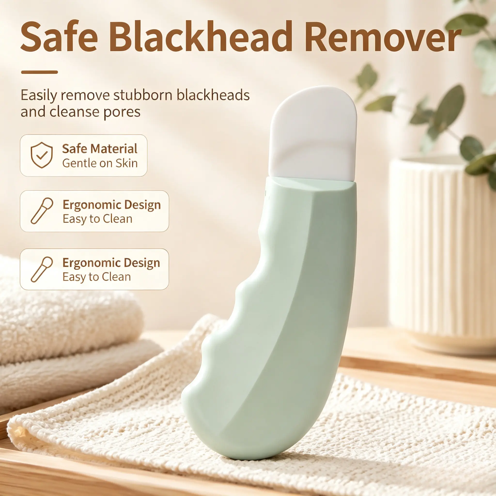 Blackhead Remover Tool, Stainless Steel Face Scraper for Deep Cleansing, Skin Scrubber Face Spatula with Silicone Cover, Nose Blackhead Remover, Skin Care Tool for Men and Women