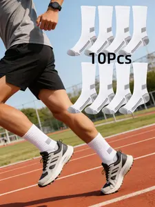 Men's All-Season Sports Socks, Soft Breathable Mid-Calf Basketball Socks, Fitted Casual Wear for Indoor & Outdoor Activities，Cleanaesthetic Naturalglow Springfashion