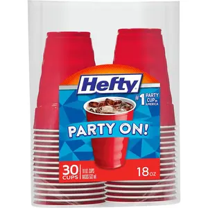 Party On Disposable Plastic Cups, Red, 18 Ounce, 30 Count, For Mothers Day