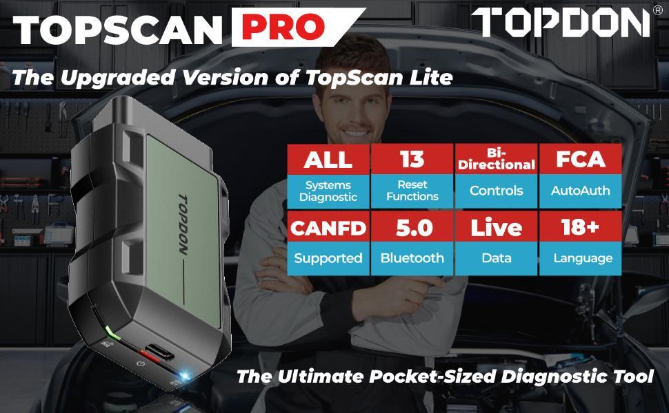 TOPDON Topscan Pro Vehicle  Key Programming Coding Reader Max Full  Bidirectional Control obd2 car scanner Automotive