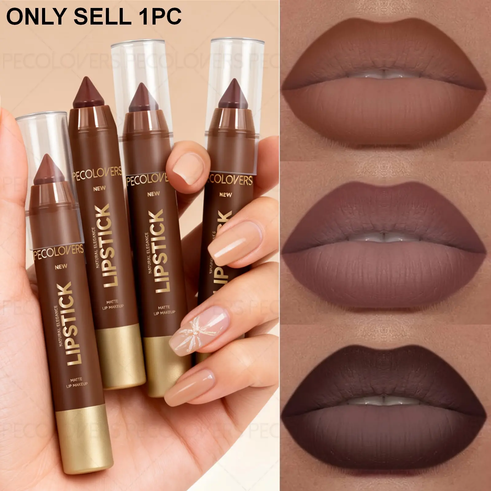 1PC Brown Matte Lip Liner, Lip Liner Singles, Precise Strokes, Non-stick, High Color Development, Waterproof, Sweat-proof, Non-smudge, Long-lasting To Outline The Lip Shape, Perfect Holiday Gift for Girls, Makeup Cosmetic Lipliner