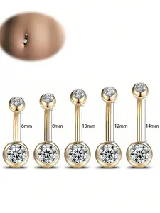 Women's Belly Button Rhinestone Stainless Steel Earring, Elegant Classic Design, Daily Wear Piercing Jewelry, Fashion Accessory, Body Jewelry