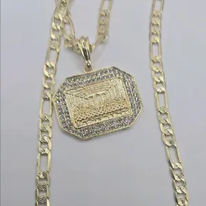 THE LAST SUPPER figaro necklace gold-plated pendant with clear stones