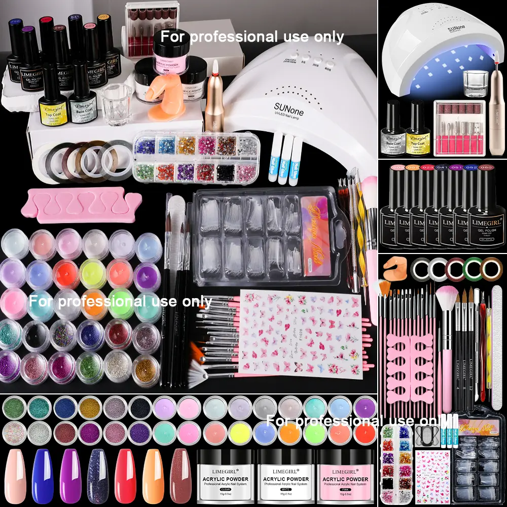 Cutics Acrylic Nail Kit for Beginners Professional Set with Nude Powder Gel Polish Glitter Decorations Gift for Women Manicure