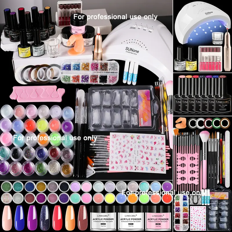 Cutics Acrylic Nail Kit for Beginners Professional Set with Nude Powder Gel Polish Glitter Decorations Gift for Women Manicure Tools & Essentials