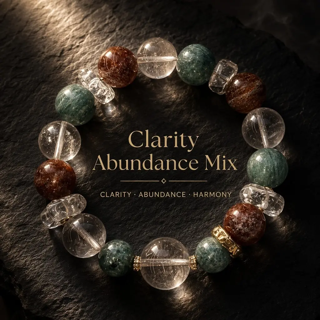 Natural Clear Quartz Bracelet Rutilated Mix Beaded Women Men  Natural Clear Quartz Bracelet Multi Stone Mix Adjustable Gift