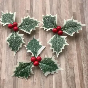 Christmas Artificial Wintergreen Leaf Decorations, Gold Silver Color, 12/24 Pieces Set, Perfect for Christmas Tree & Home Decoration