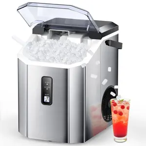 COWSAR Nugget Ice Maker Countertop, Chewable Nugget Ice Cubes Machine, Quick Ice Making 34Lbs/Day, Self-Cleaning, Portable Stainless Steel Ice Machine for Home Kitchen Office Party