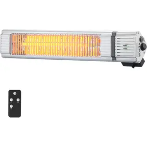 VEVOR Infrared Heater, 1500W Remote Control Electric Space Infrared Heater, IP65 Protection Carbon Infrared Outdoor Heater with 3 Speeds, for Porch, Patio, Dining Room, Studio, Backyard, Garage, Wall Mount