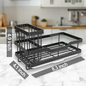 Kitchen Sink Caddy Organzier with High Brush Holder, Sponge Holder for Sink,  Rustproof Stainless, Kitchen Countertop Soap Dispenser Organizer, Kitchen Decor and Accessories Racks household