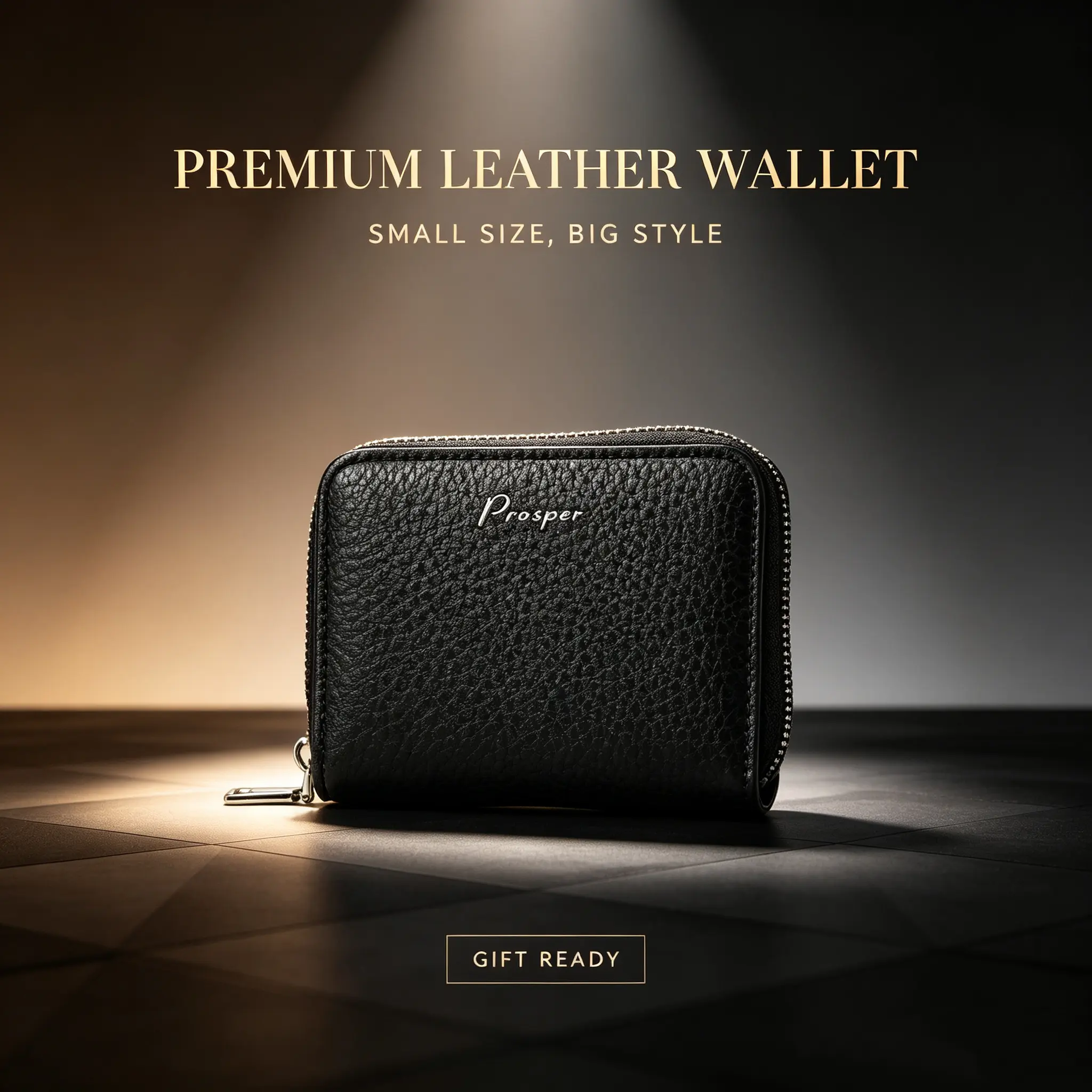 Slim Zipper Leather Card Wallet, Prosper Portable Credit Card Holder Mini Card Purse for Men & Women