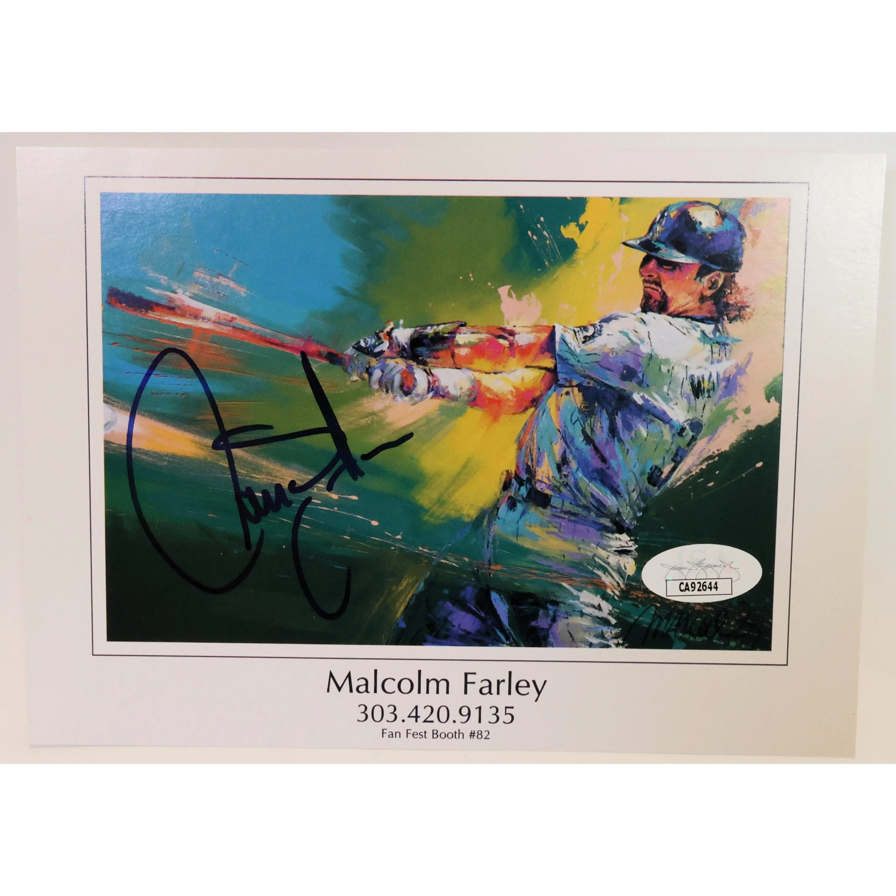 Larry Walker Autographed Malcom Farley 5x7 Art Print Photo — Colorado Rockies | JSA COA