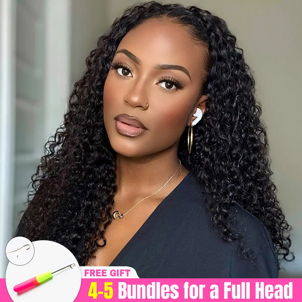 CurlyMe Miracle Knots Kinky Curly Crochet Human Hair Knotless Boho Braids Pre-Separated Virgin Human Hair With String Pre-Looped Reusable Feather Crochet Hair Extensions #fulanibraids