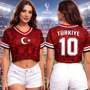 Personalized Turkey Crop Top Jersey - Custom Name Number, Turkey Pride Fan Shirt, North America Football Party, 2026 Cup Jersey Gift for Fan