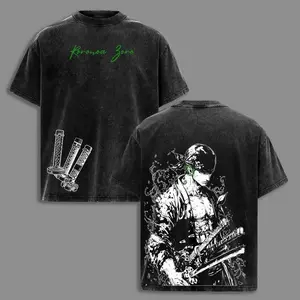 Roronoa Zoro T-Shirt,  Anime Tee, Three Sword Style Shirt, Santoryu Graphic Top, Vintage Washed Streetwear, Green Aesthetic Design, Wano Arc Zoro Tee, Oversized Unisex Outfit, Shonen Spirit Collection vintage style top