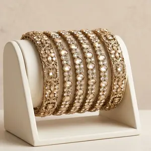 American Diamond Shadow Stone Bangle 6 Pcs Set | Pakistani Party Wear & Indian Bridal Jewelry