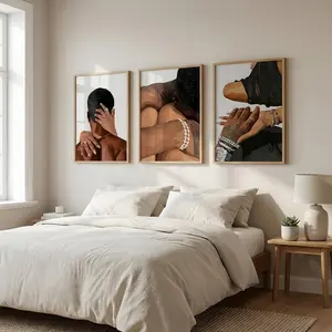 Vintage Portrait Canvas Wall Art - Black Gold Jewelry & Braiding Art,  Suitable For Living Room, Salon, Barbershop And Bedroom Decor Artwork Decoration