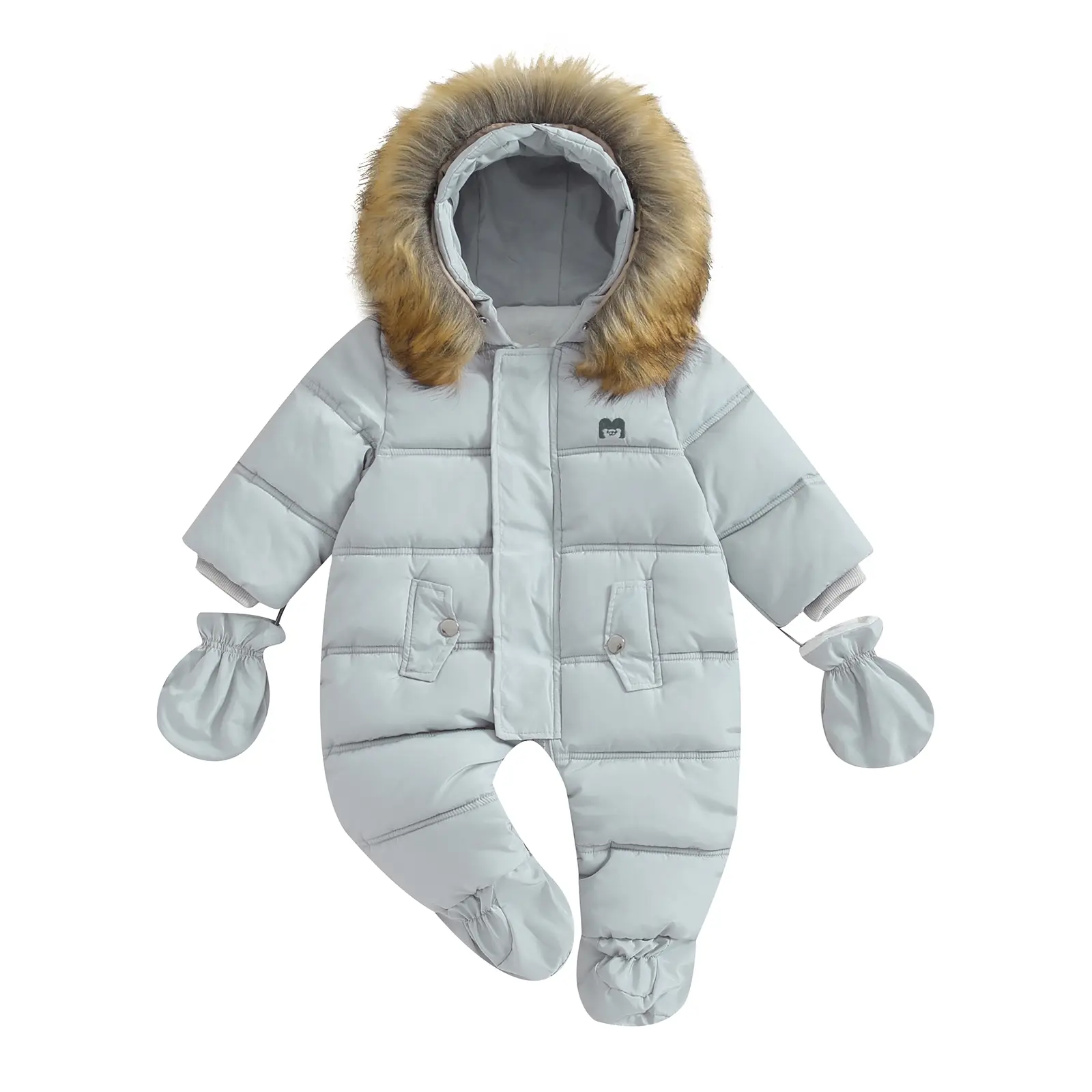 Infant Baby Boys Girls Winter Snowsuit Coat Romper Warm Outwear Hooded Footie Puffer Jacket
