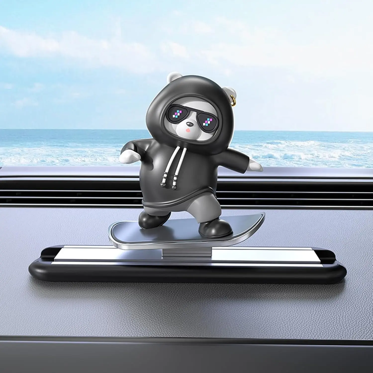 Car Dashboard Decor-Skateboarding Bear Cute Funny Car Accessories for Men Women Dashboard Ornament for Car Interior