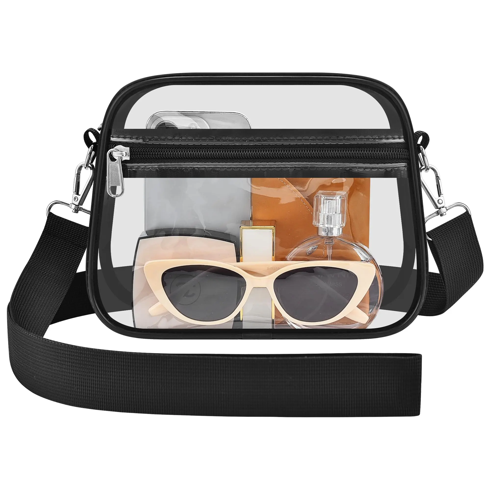 Clear Bag for Stadium Events Messenger CrossBody Bag Suitable for Concerts Sports Events Travel & Work Lightweight Durable PVC Material Adjustable Shoulder Bag