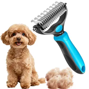 Universal Pet Detangling Comb for Dogs Grooming Tool Double-Sided Stainless Steel for Coat Care & Shedding Removal Easy to Use Essential Grooming Roller Hair Portable outdoorfun cat Groomer Tools Poodle Brush