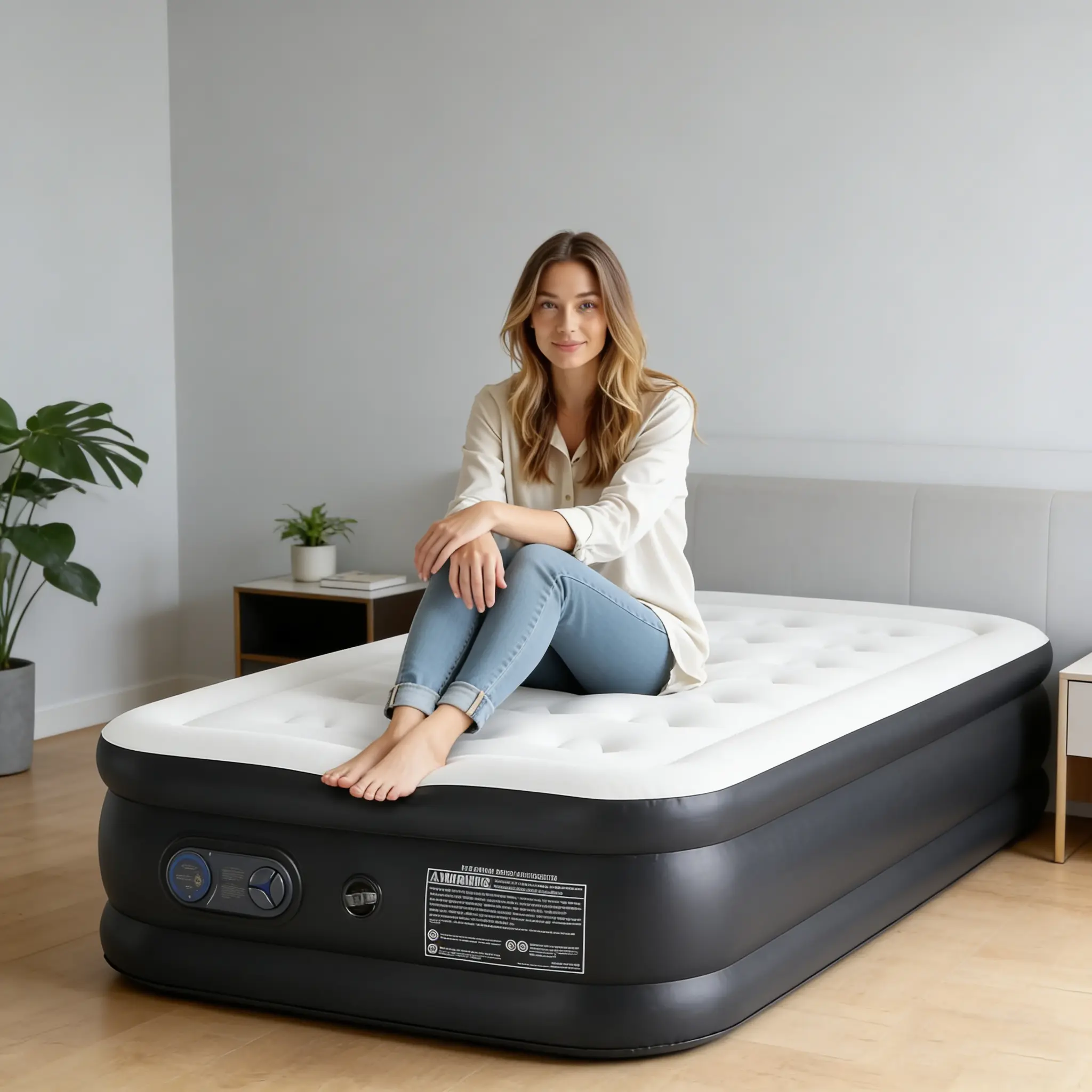 Portable Inflatable Bed Airbed Mattress with Built-in Pump, 16/18/22" Heights, 660 lb Heavy-Duty Support, Non-Slip Base, Compact Lightweight Blow-Up Mattress for Home & Guest Use, Twin/Queen, Airbed Mattresses
