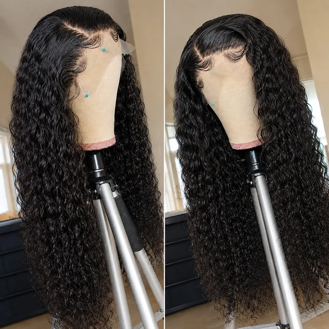 【20-30inch】13x4 Deep Wave Lace Front Human Hair Wig Natural Hairline 180% Density Real Human Hair Natural Curly Wig for Black Women Natural Look Beginner Friendly Wig Easy Insatll