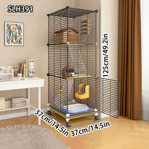 Large Multi-Layer Pet Cage for Squirrels and Small Animals, Home Use Enclosure with Spacious Storage, Secure Design for Honey Glider Care, Durable Iron Cage