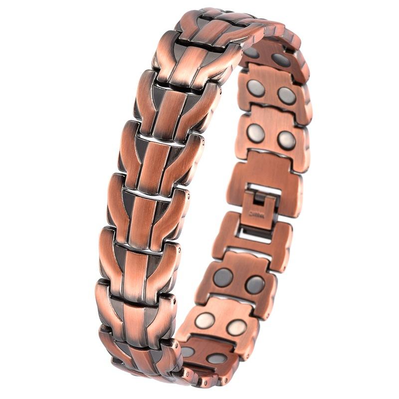 Red Copper Magnetic Bracelet for Men, 3500 Gauss Vintage Braided Bangle, Adjustable Health Bracelet for Wrist Joint Relief, Father's Day Gift for Dad
