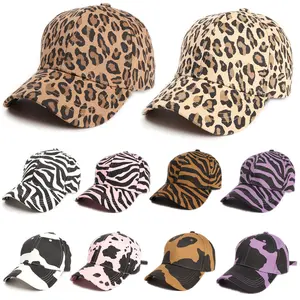 Cross-Border New Cartoon Cow Print Curved Brim Baseball Cap Leopard Print Hard Top Duckbill Cap Unisex Sun Hat Trendy