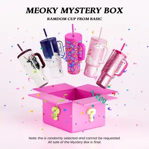【Meoky Mystery Box】40oz Mystery Meoky Tumbler with Handle and Straw -Leak-proof Lid - Food grade stainless steel Cup - BPA Free - Compatible for Daily use and Traveling (1 Mystery Box 1 cup),Valentine's Day gift