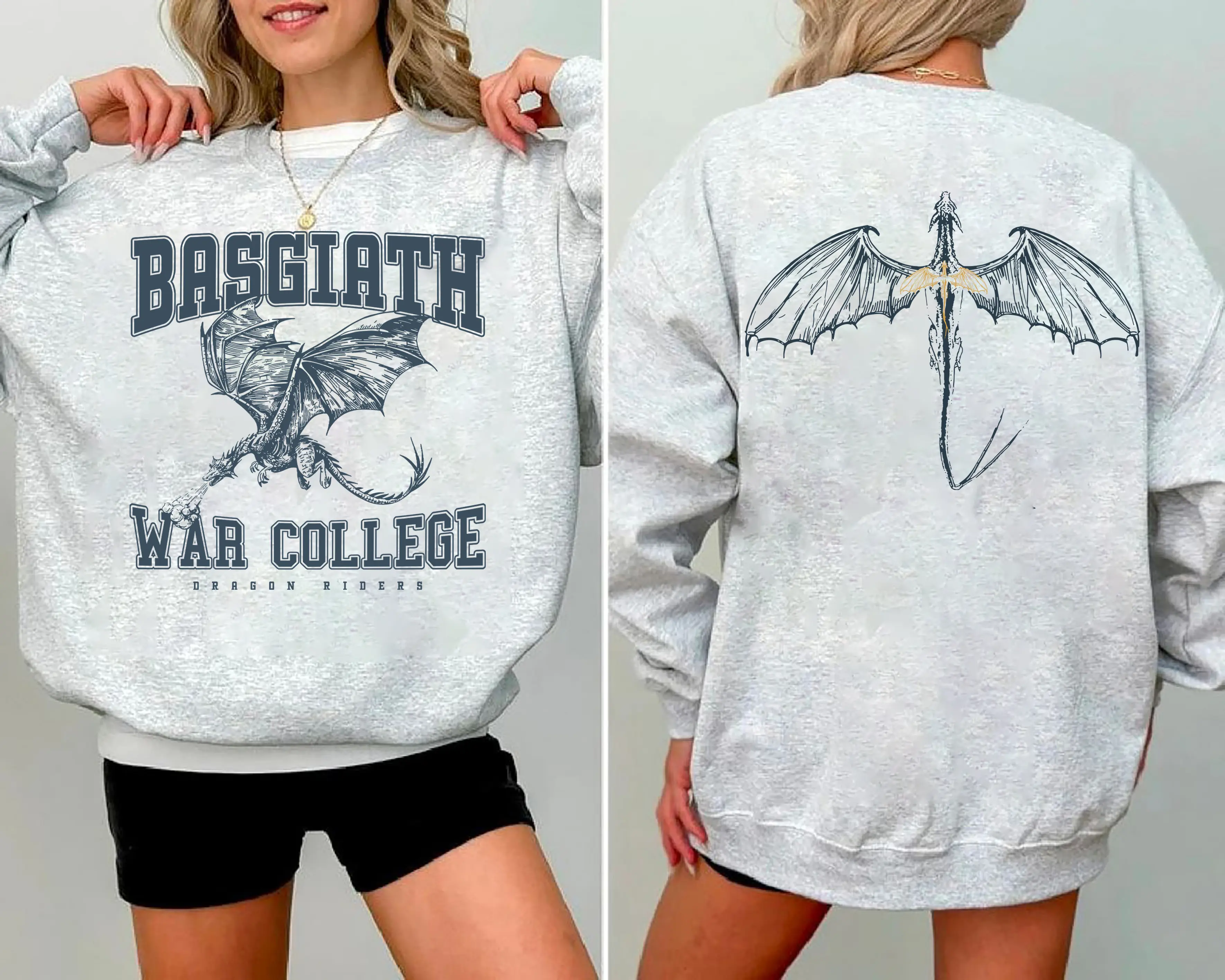 Fourth Wing 4 Legs Dragon Sweatshirt, Basgiath College 2-Sided Sweatshirt, Booktok Crewneck, Vintage Fourth Wing Shirt, Dragon Rider Shirt, Bookish Shirt, Basgiath War College Sweatshirt