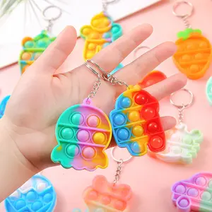 Colorful Rainbow Stress Relief Keychain - Sensory Fidget Key Ring for Anxiety Relief