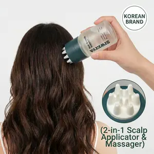 2-in-1 Korean Scalp Massager & 100ml Hair Growth Serum - Peptide Complex Formula for Thinning Hair, Plant-Based Bio-Active Haircare to Strengthen Roots & Soothe Scalp