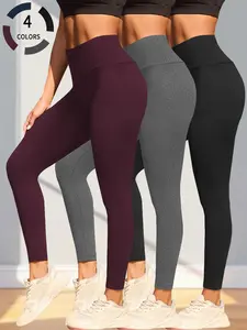 3 Pack Women’s Super Soft High Waisted Leggings, Tummy Control No See Through Yoga Pants, Athletic Pants, Sporty Style for Workout Running