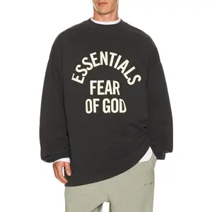 Fear of God ESSENTIALS Campus 90's Long Sleeve Tee in Faded Black
