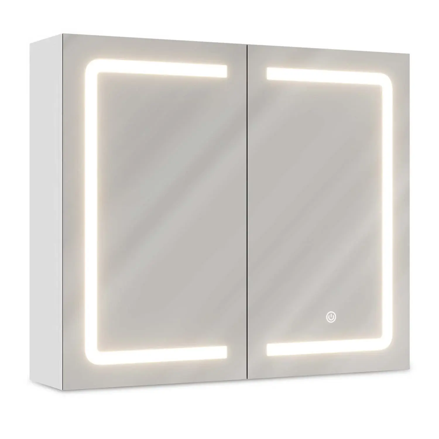 SIKAIC Rectangular 2-Door Wall-Hanging Medicine Cabinet - Glass Doors, White Indoor Cupboard with Adjustable Shelves, Built-in Mirror Bathroom Furniture, Maximize Cabinet Space, Home Organization Upgrade, Requires Assembly, Mirror Cabinets