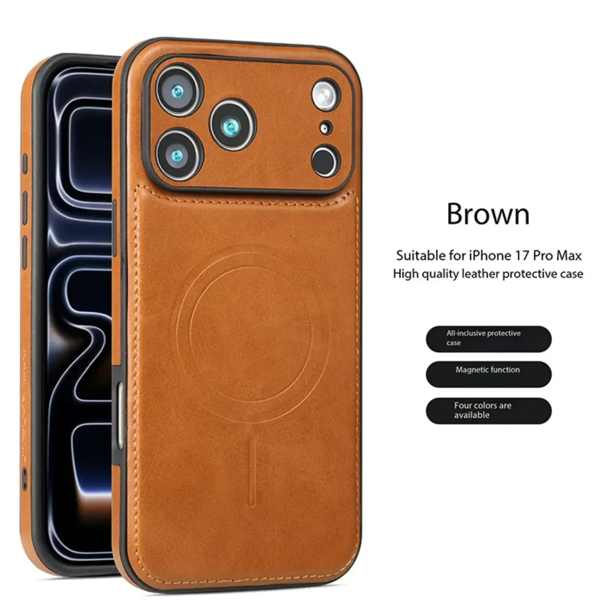 Luxury Strong Magnetic Leather Case for Apple iPhone 17 Pro Max 16 15 14 Plus 13 12 iPhone17 Wireless Shockproof MagSafe Cover