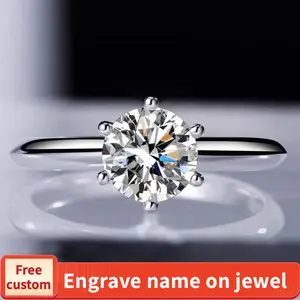 S925 Sterling Silver D Color Synthetic Moissanite Six-claws Ring 1/2/3/5 Carat Elegant Luxury Daily Life Woman Birthday Gift Engagement-235(20%)