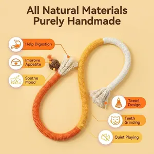 2-Pack Natural Cotton Cat Chew Ropes | Dental Teething Toy with Silvervine for Indoor Kittens