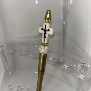 White Jesus cross pen