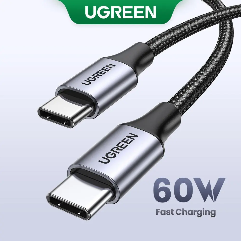 UGREEN USB Type-C PD 60W Fast Charging Data Cable - 20V/3A Quick Charge Cord, 2-Year Intl. Compatibility for Samsung S24 Ultra, iPhone 17/16, MacBook, Mobile Smartphone, Tablet & Electronic Devices, C-Type Cables