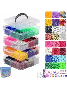 4600+pcs Pony Bead Kit, Rainbow Plastic Beads, Large Hole Beads for Bracelets, Jewelry Making, DIY Bracelet Chains, Charms, Accessories